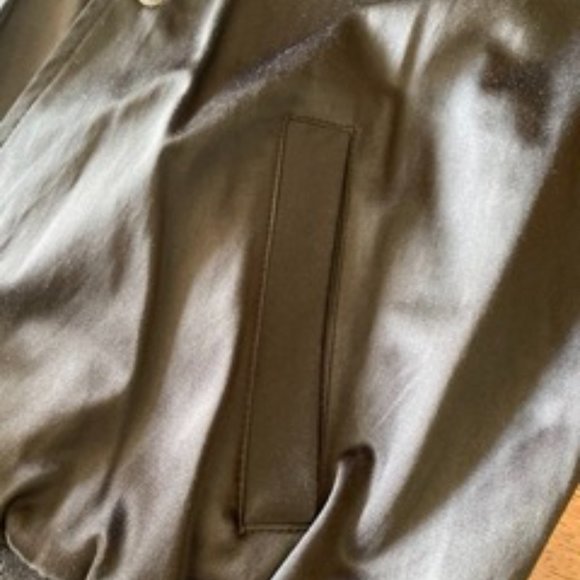 Don't Ask Why Black and White Satin Button Up Bomber Jacket - Picture 8 of 9